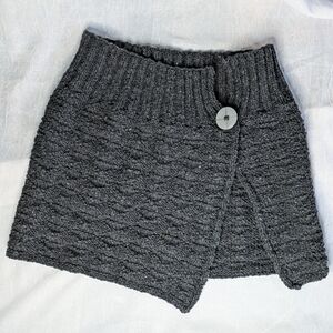 Charcoal Grey Handknit Capelet with Button Detail
